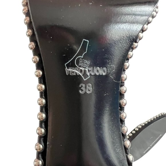Alexander Wang high heels Nova black leather PVC clear strap 38 8 studded - Picture 10 of 10